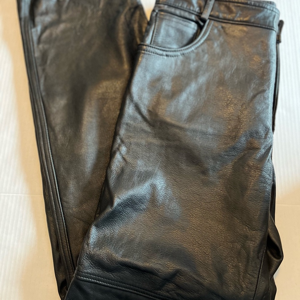 # 192 Screamin Eagle biker women Black Leather Pants
